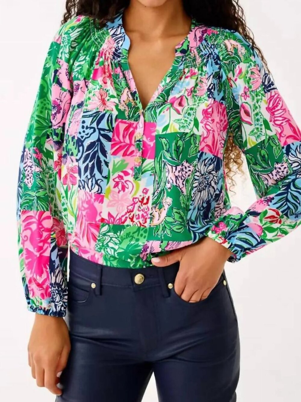 Lilly Pulitzer Elsa Silk top in Party Punch Patch